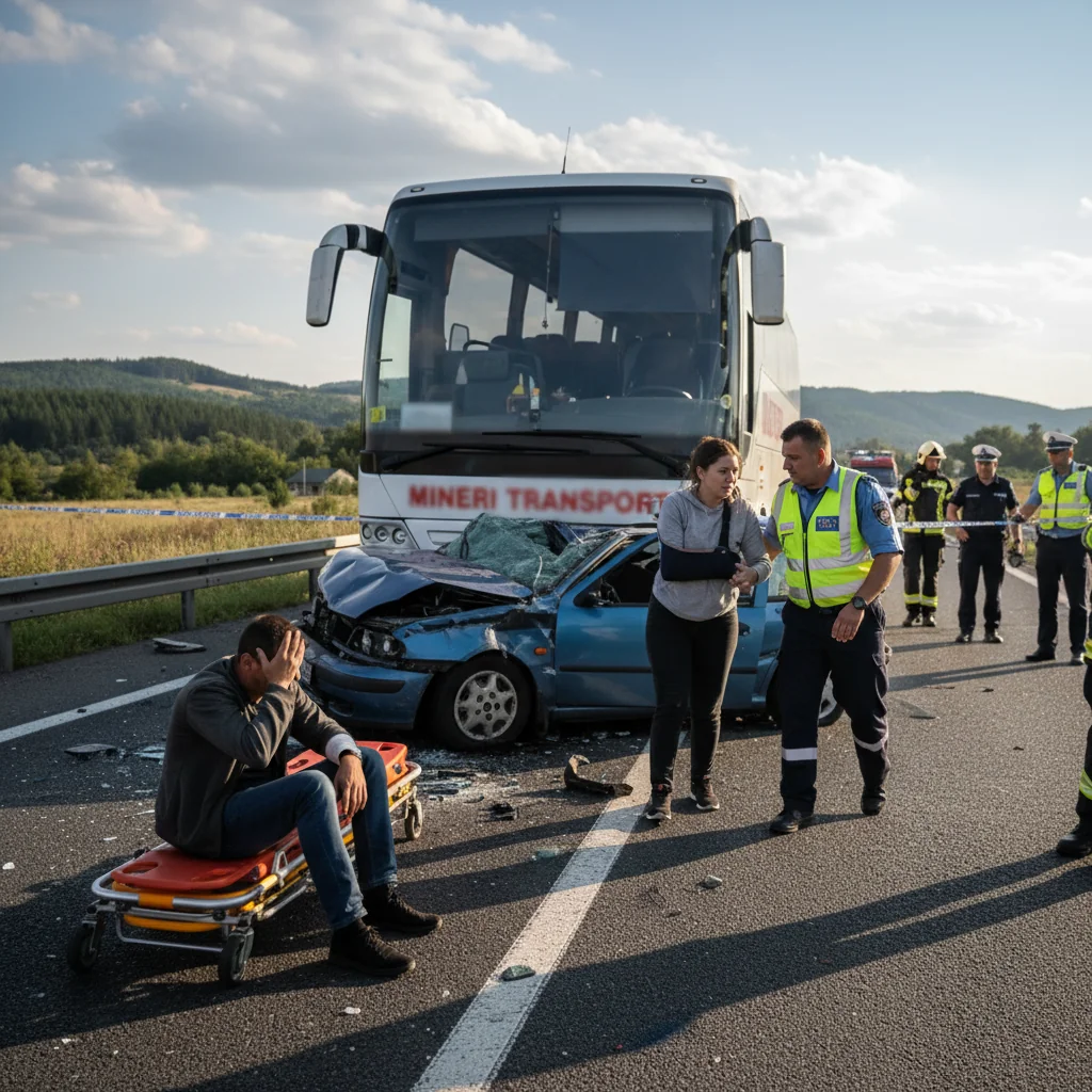 Accident pe DN 67, la Meriș: Două persoane rănite