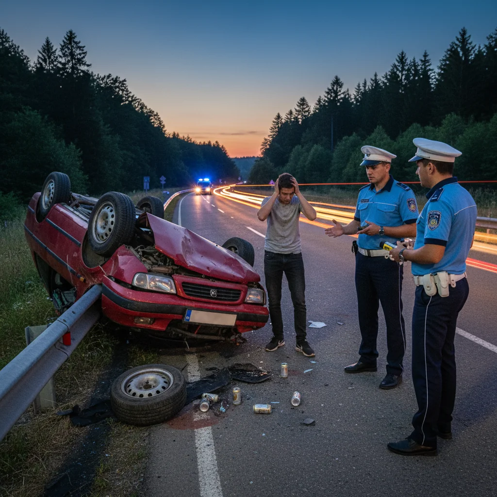 Adolescent de 16 ani, fără permis și băut la volan, implicat într-un accident rutier local
