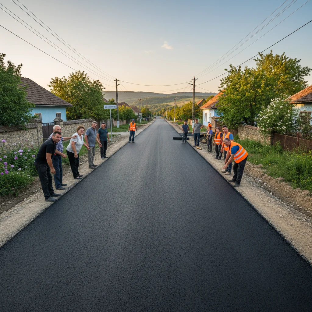 Asfalt nou pe ulița La Vir din Mărășești pentru modernizare