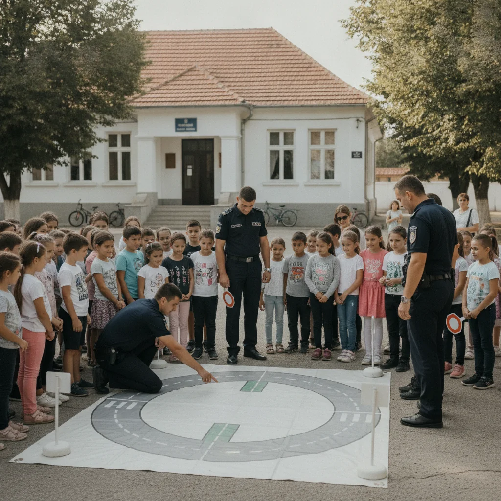 Poliția din Vânju Mare a instruit elevii din Bălăcița despre siguranța rutieră