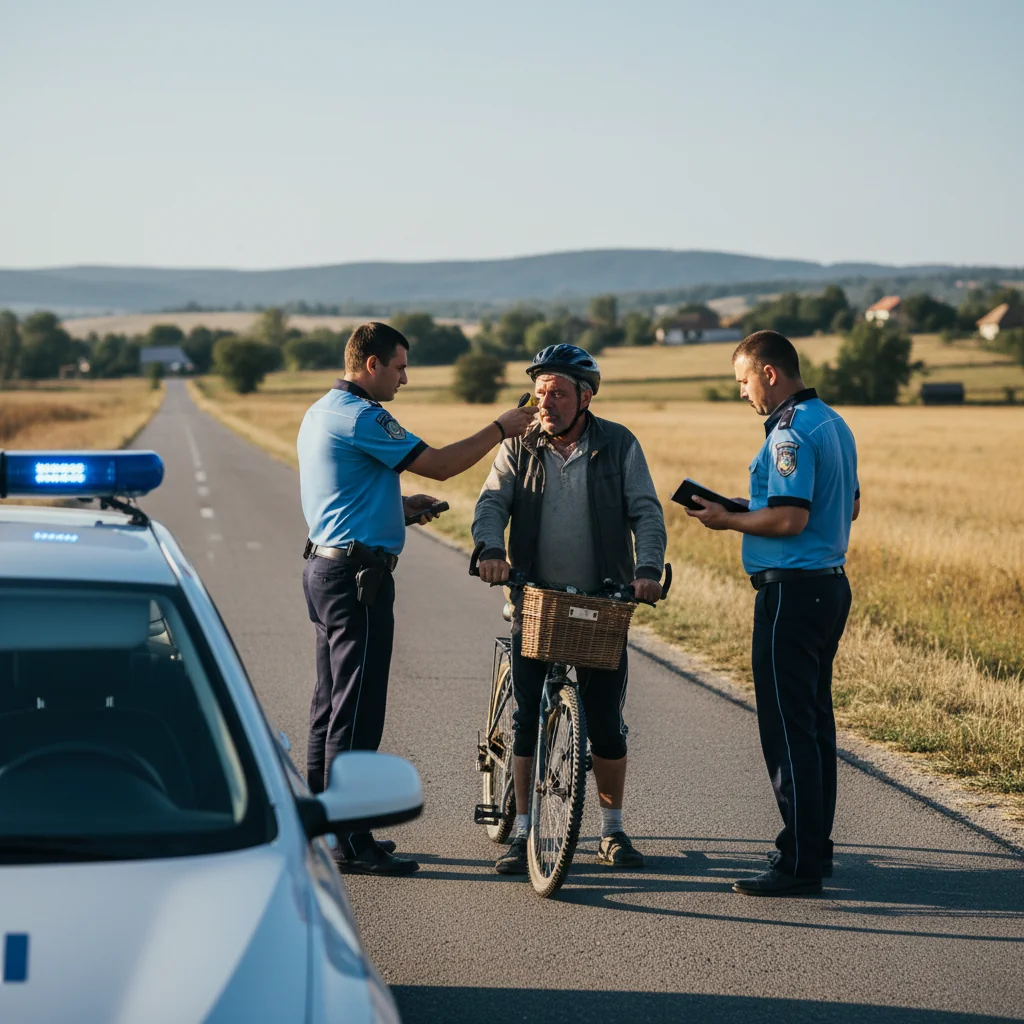 Biciclist amendat pentru alcool la Corcova, Mehedinți