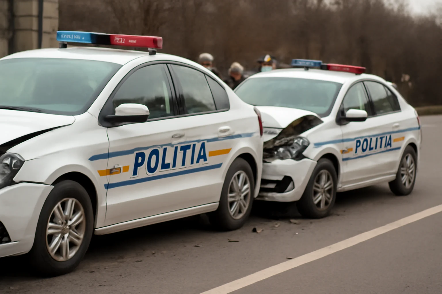 Carambol rutier în care au fost avariate trei mașini de poliție