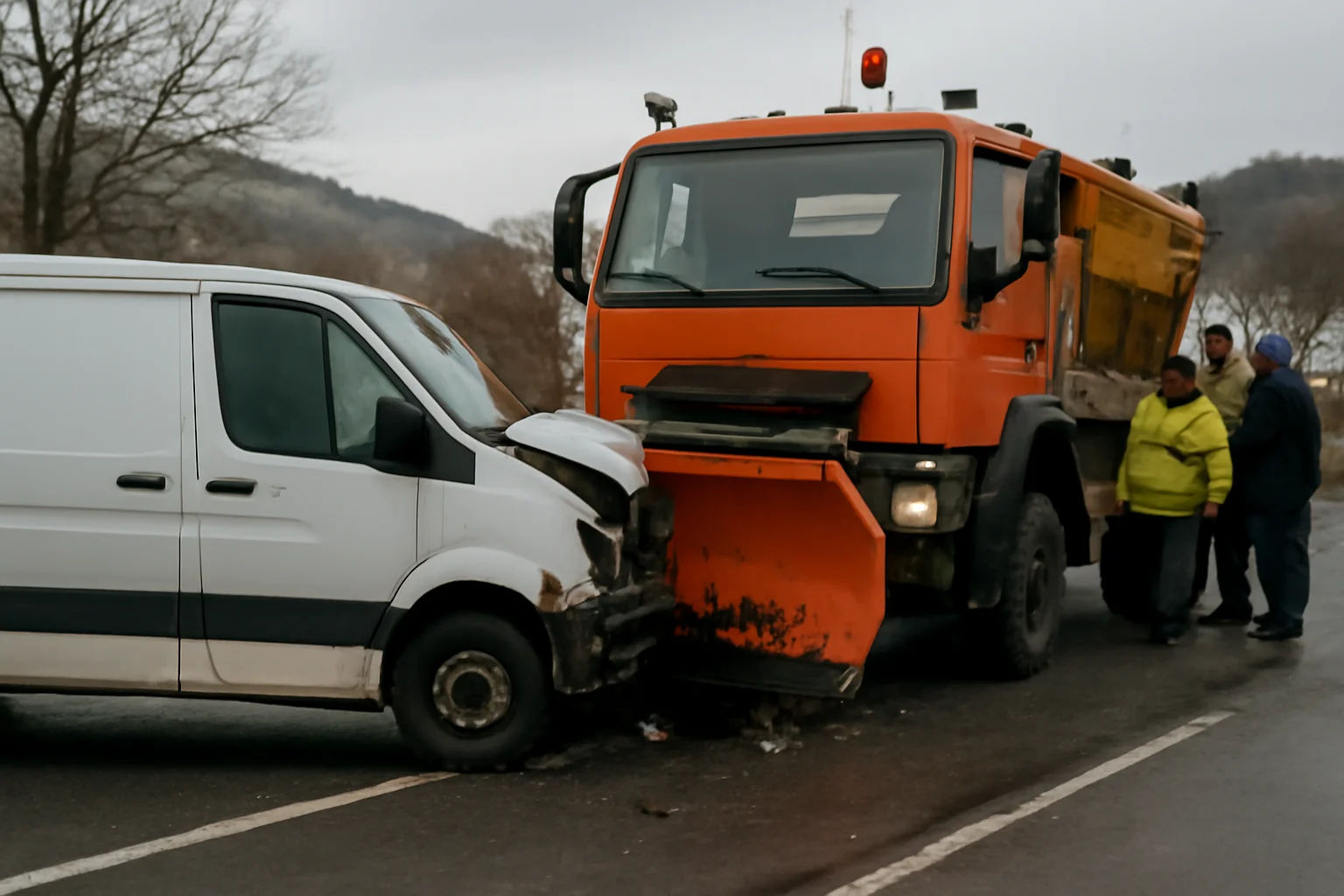 Cinci răniți într-un accident pe DN 6, lângă Drobeta Turnu-Severin, între un microbuz și o autospecială de deszăpezire