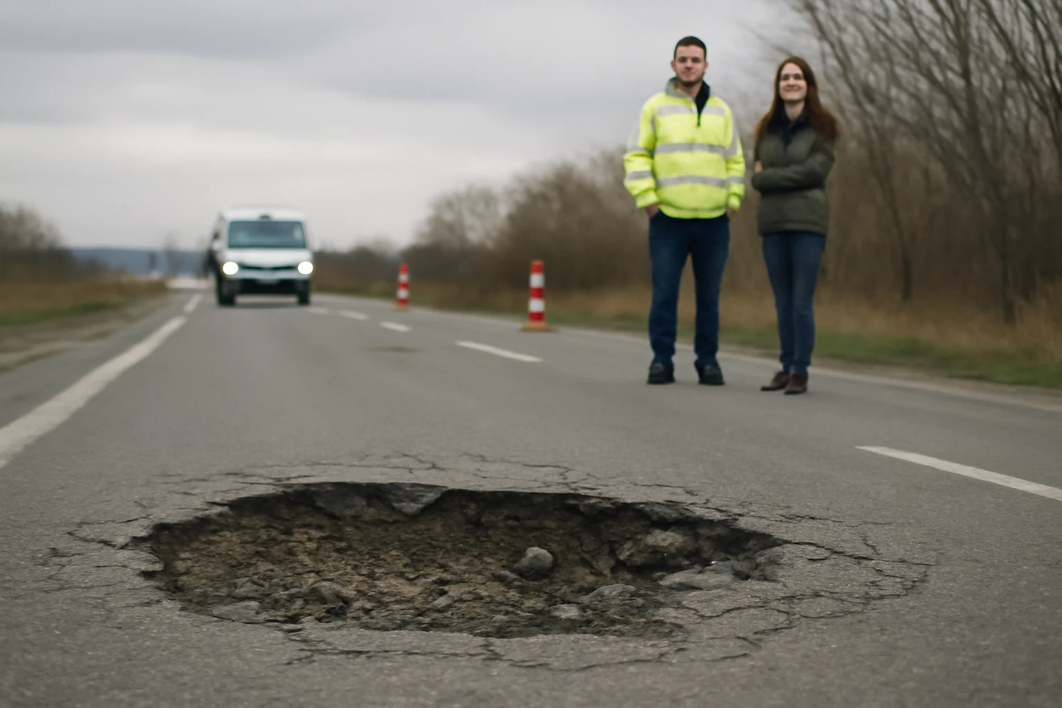 Crater în carosabil pe DN 56A la Drobeta Turnu-Severin, trafic deviat și restricții de circulație