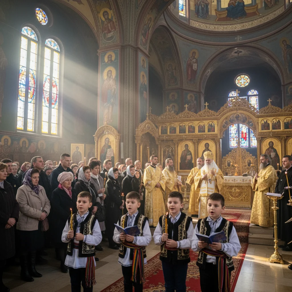 Credincioșii din Drobeta-Turnu Severin, la Sfânta Liturghie cu PS Nicodim și colindele copiilor în Catedrala Episcopală