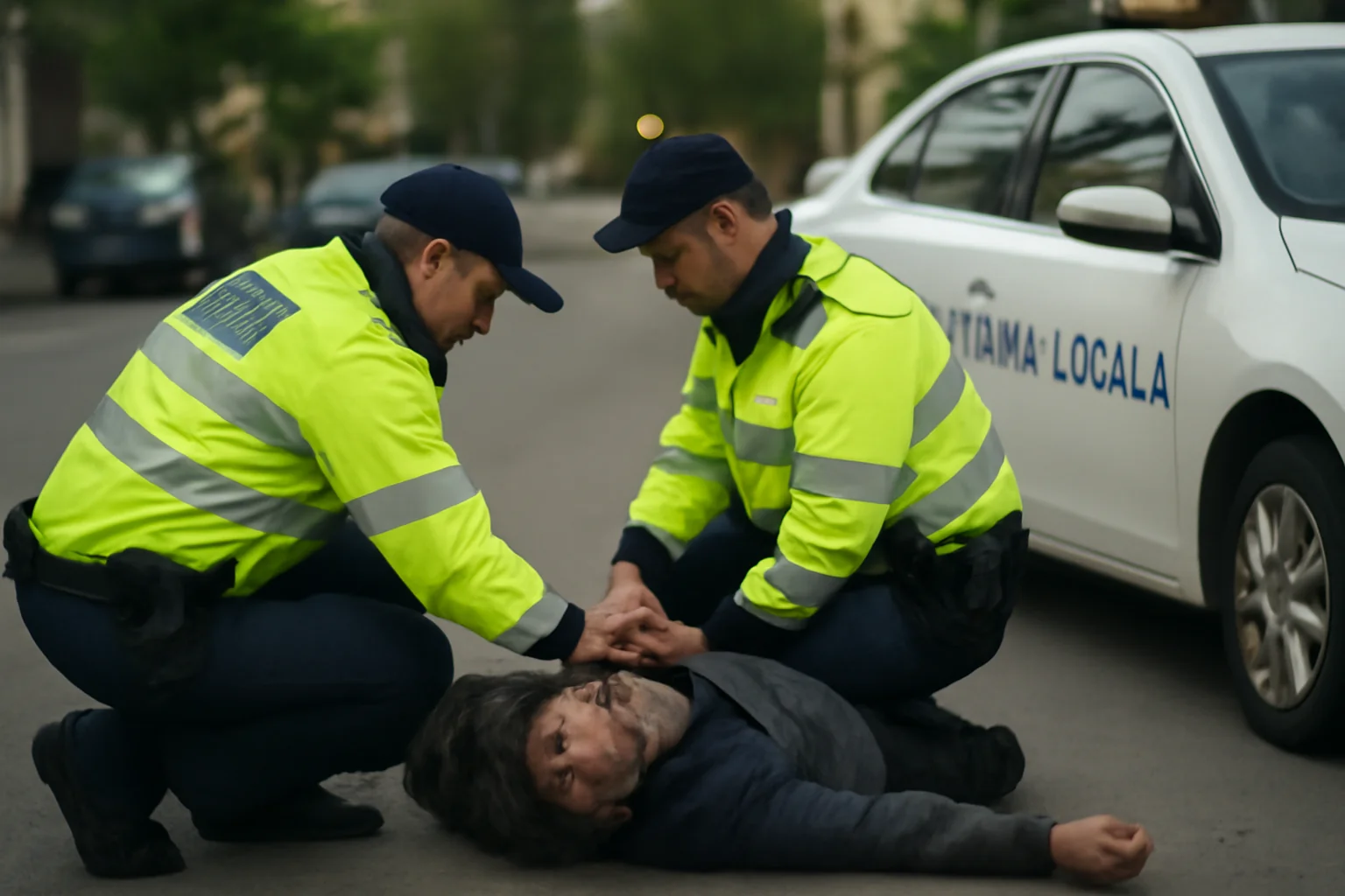 Intervenție a Poliției Locale pentru un bărbat căzut în stradă, într-o stație de autobuz din Drobeta-Turnu Severin