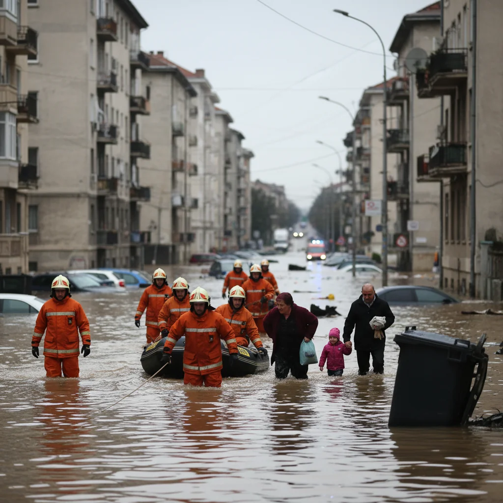 Intervenții prelungite ale pompierilor după inundațiile de pe strada Colinelor din Drobeta Turnu-Severin