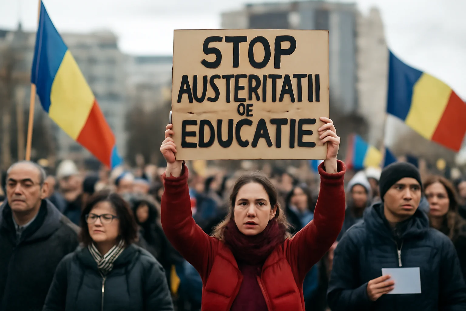 Manifestație în Piața Victoriei împotriva noilor măsuri de austeritate din sistemul de educație