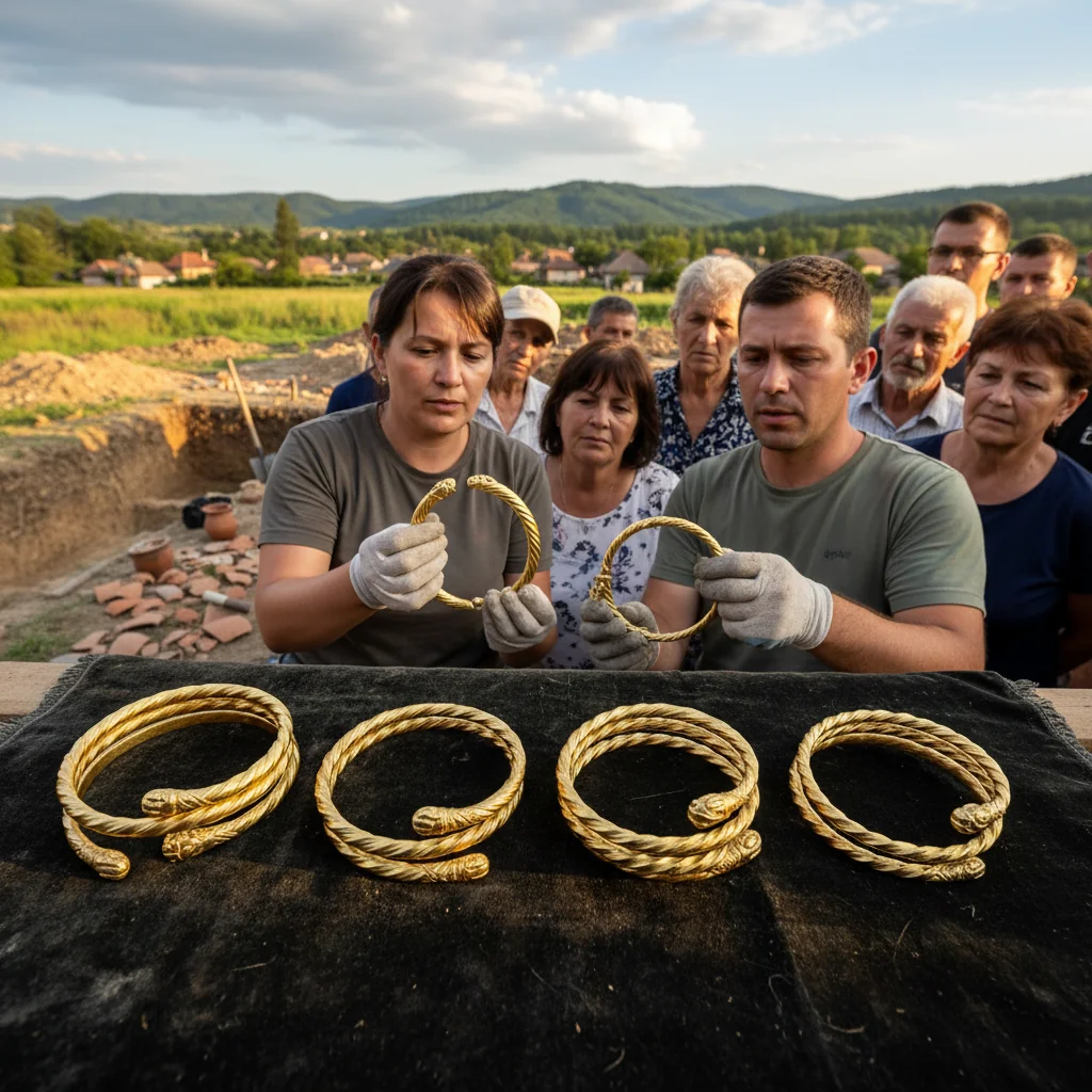 patru brățări tracice de aur vechi de 4.000 de ani