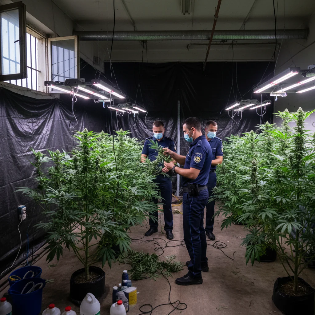 Plantatie de cannabis în spațiu închis, depistată de polițiști în județul Mehedinți