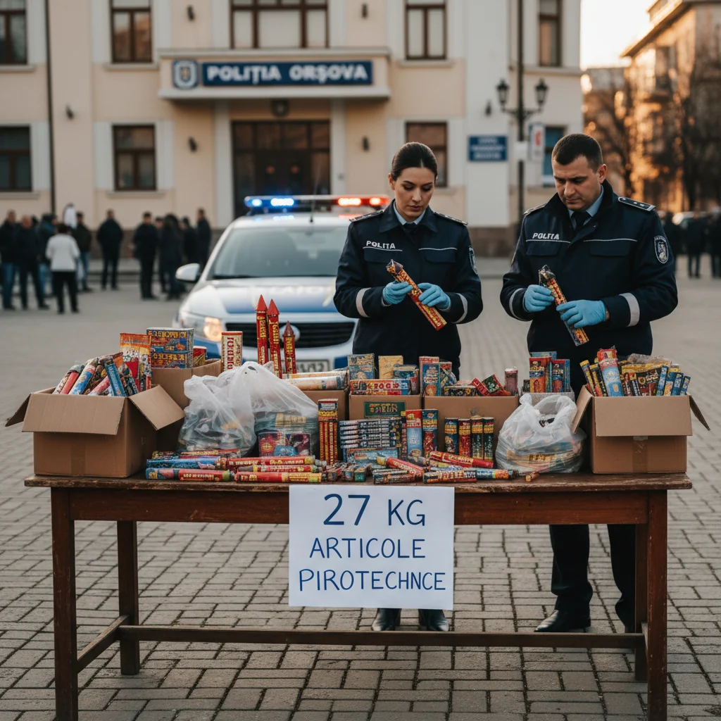 Polițiștii din Orșova au confiscat 27 de kilograme de articole pirotehnice