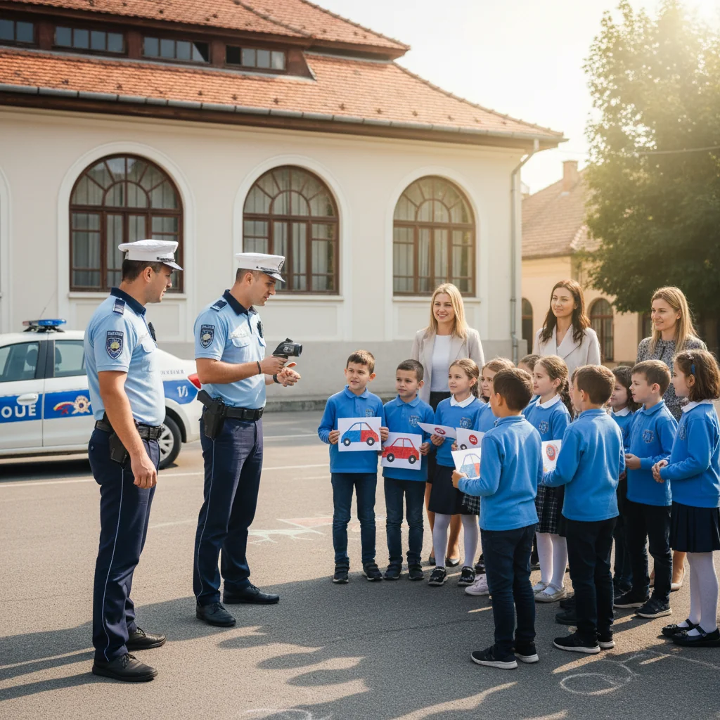Polițiștii rutieri, în discuții educative cu elevii și profesorii din localitate