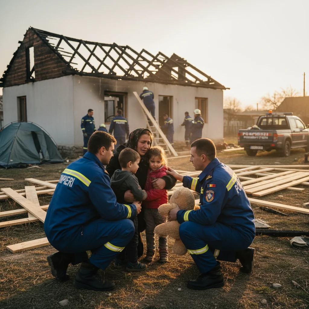 Pompierii din Mehedinți, eroi locali care aduc speranță unei familii îndurerate