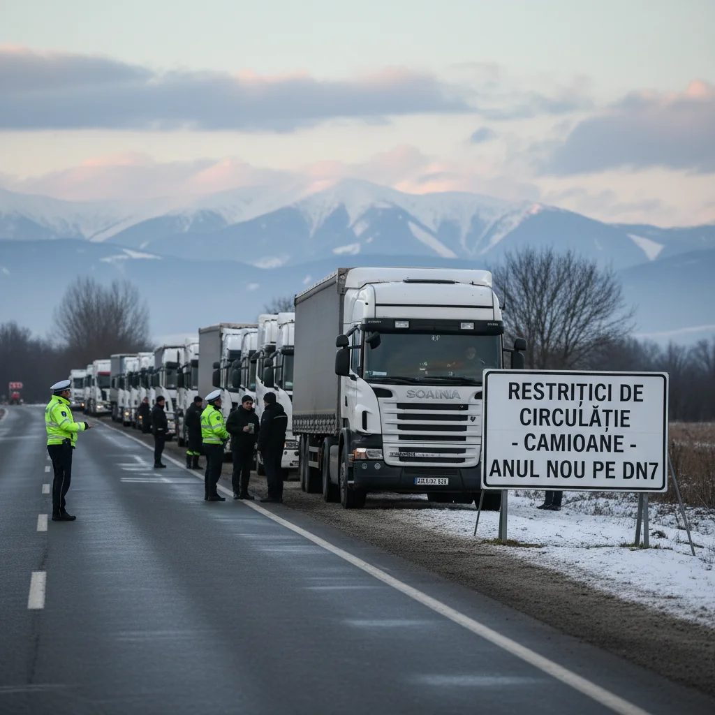 Restricții pentru camioane pe DN7 de Anul Nou, anunțate și pentru șoferii din Drobeta Turnu-Severin