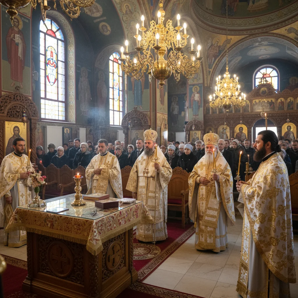 Slujire arhierească oficiată de Episcopul Nicodim la o parohie din Drobeta‑Turnu Severin