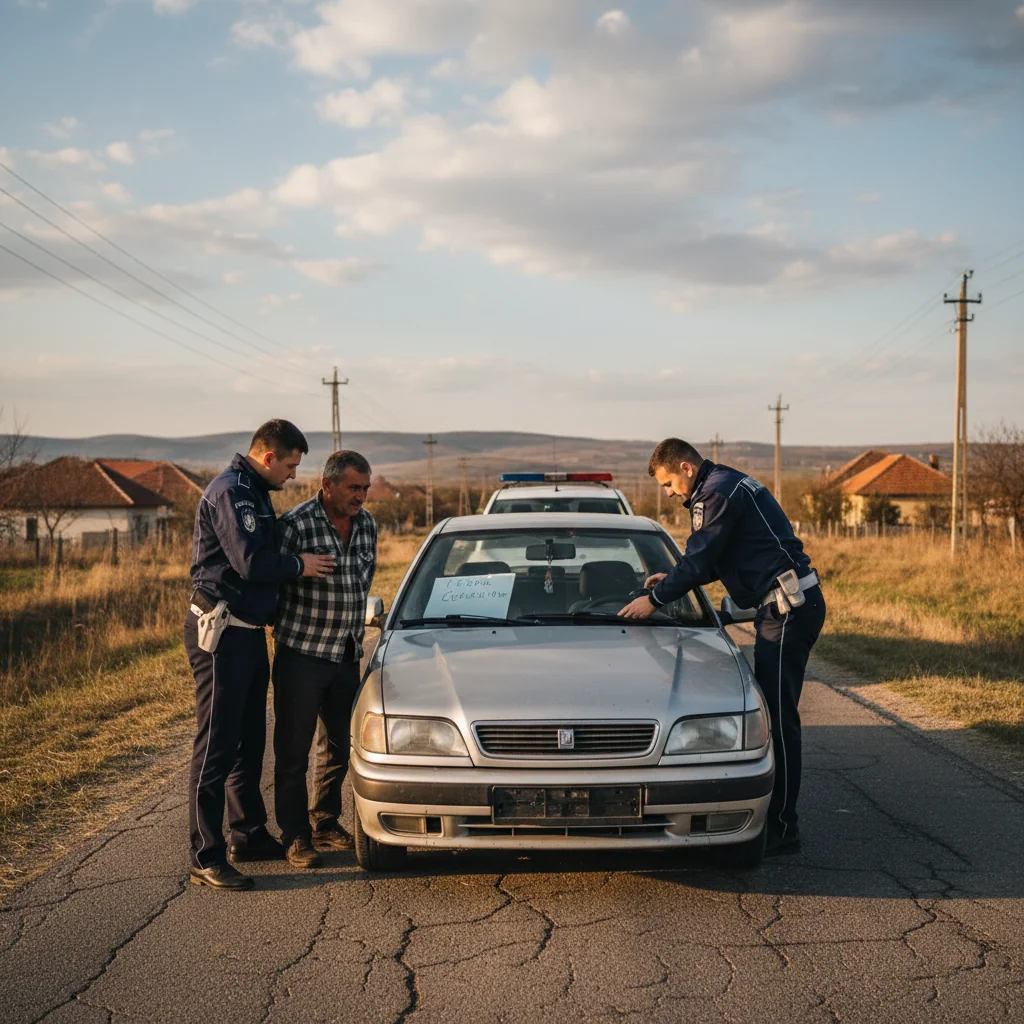 Șofer depistat la volanul unei mașini fără numere pe DN 6