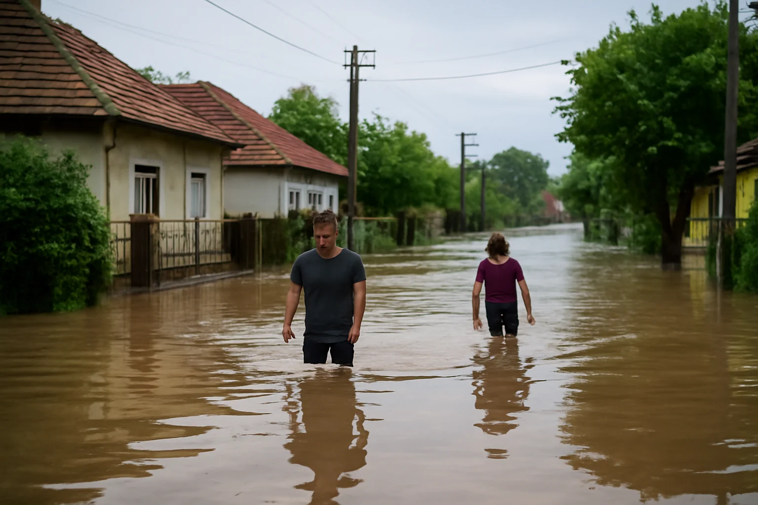 Străzi și gospodării afectate de inundații la Drobeta Turnu-Severin după ploile abundente