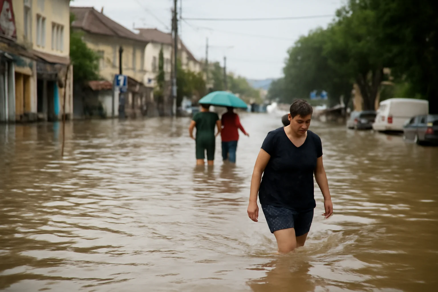 Străzi transformate în pâraie după ploi de peste o zi la Drobeta-Turnu Severin