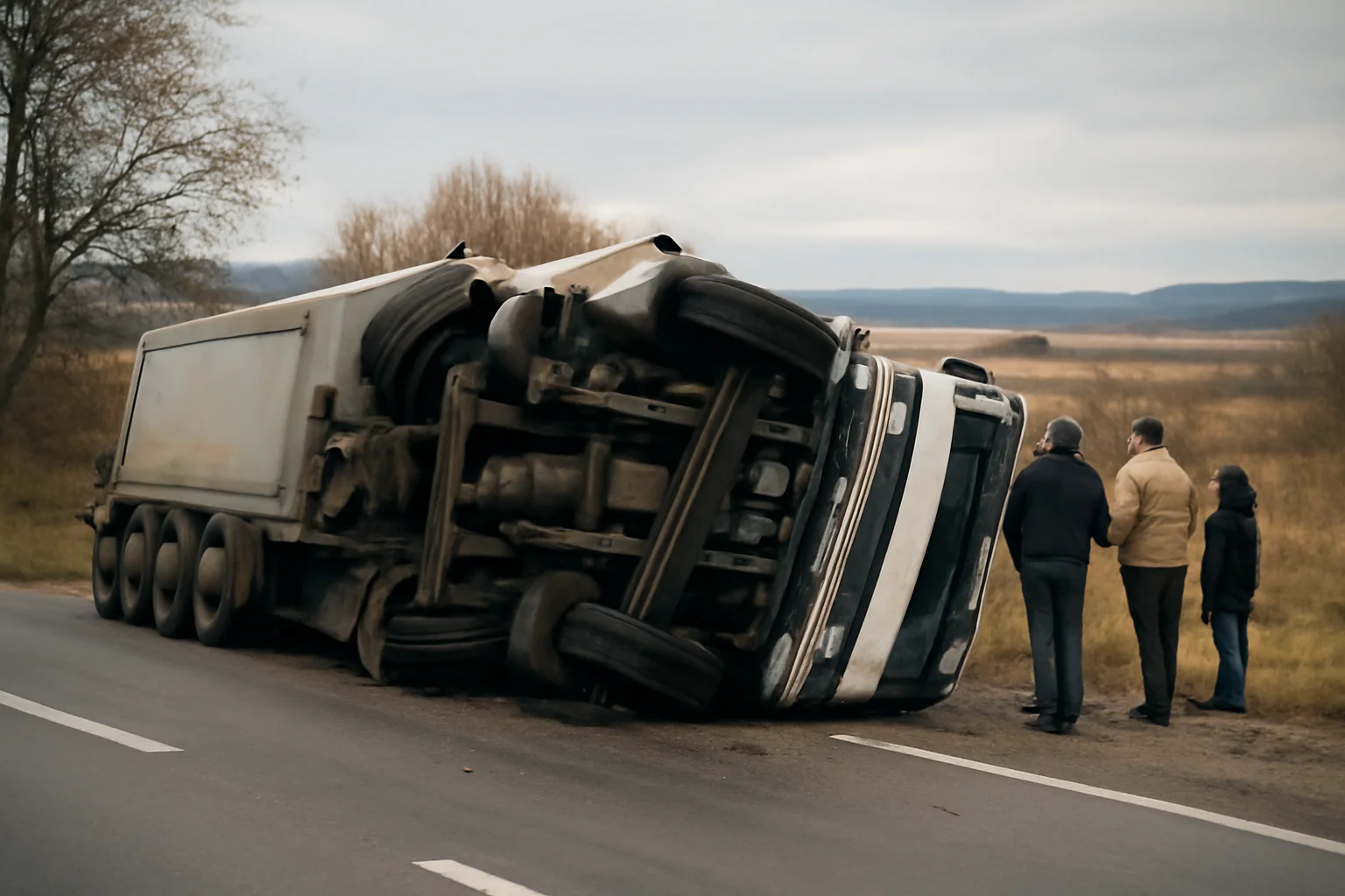 TIR s-a răsturnat pe drumul național DN 56A în localitatea Punghina