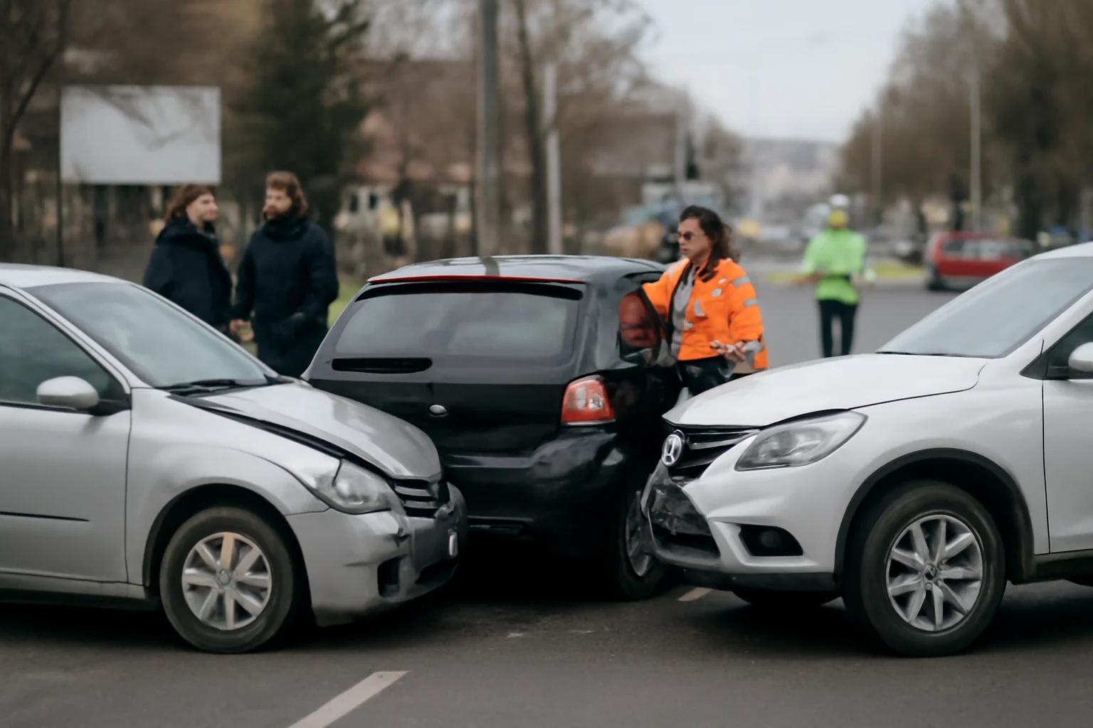 Trafic îngreunat pe Calea Timișoarei din Drobeta Turnu-Severin după un carambol cu trei vehicule