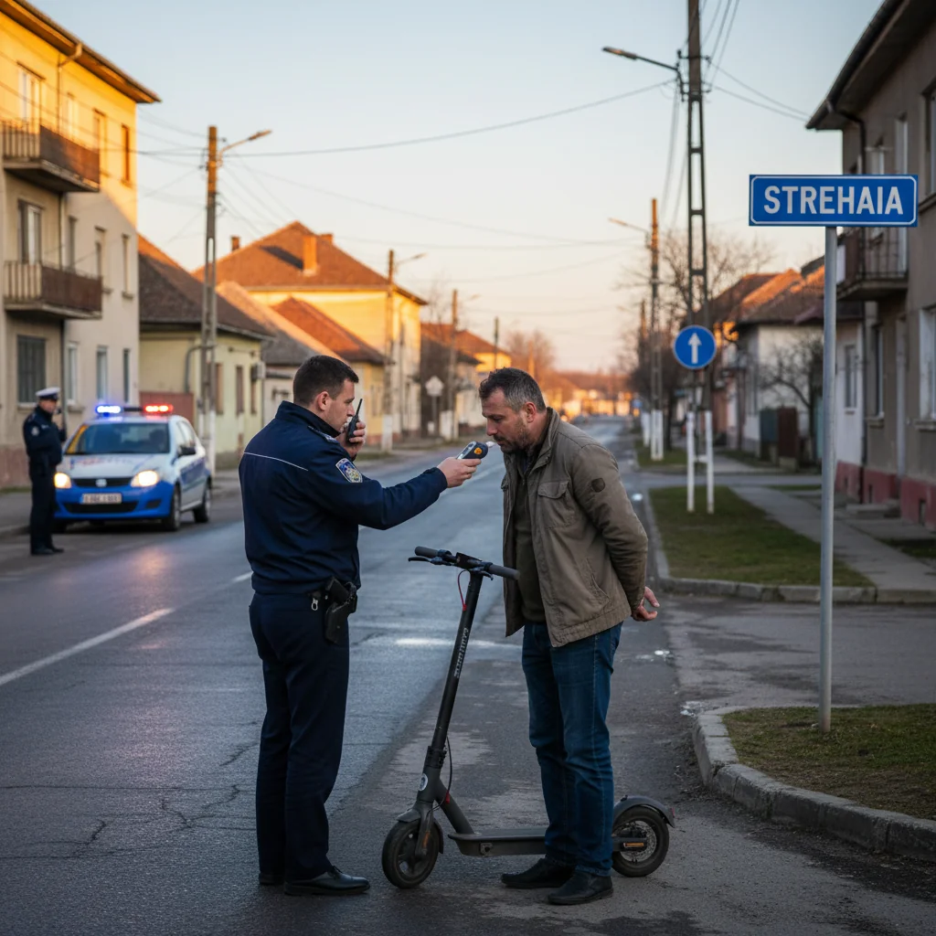 Trotinetist prins băut în trafic la Strehaia de polițiști