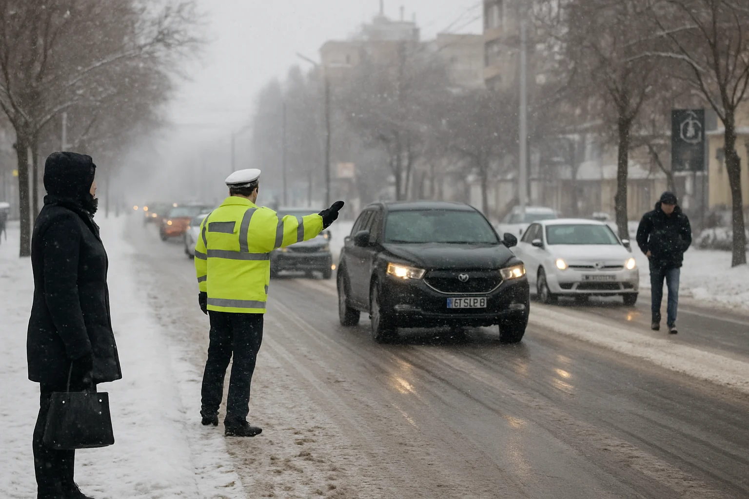 Zăpada și gestionarea traficului în Drobeta-Turnu Severin la 16 februarie 2026